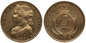 1861. Isabel II (1833-1868). Madrid. 100 reales. Au. EBC+. Est.375.