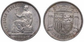 1933. II República (1931-1939). 1 peseta. Ag. 4,97 g. SC. Est.40.