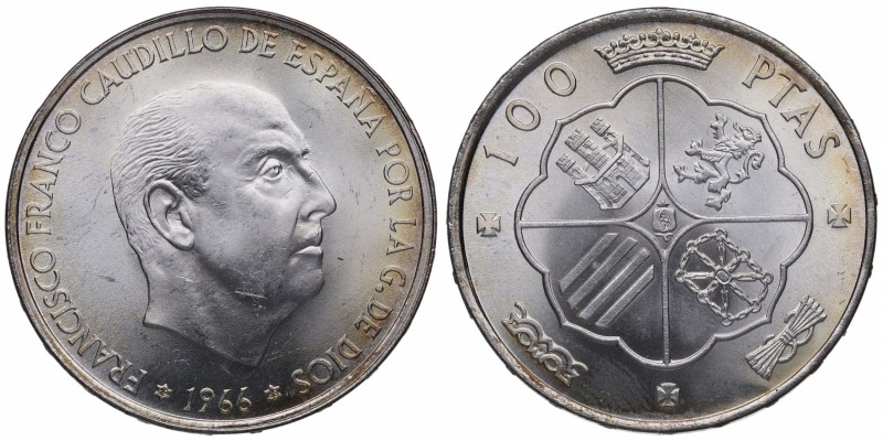 1966*68. Franco (1939-1975). Madrid. 100 pesetas. Ag. Bellísima. Precioso color....