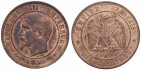 1855. Francia. 10 céntimos. Cu. 9,96 g. SC-. Est.40.