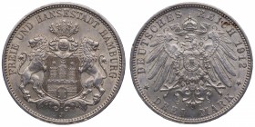1912. Estados Alemanes. J . 3 marcos. KM 620. Ag. LCCF. Bonito color. SC / SC-. Est.50.