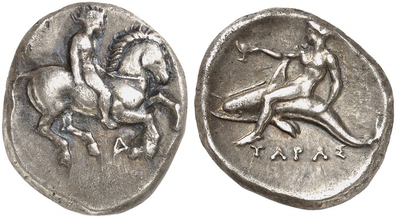 GRIECHISCHE MÜNZEN. KALABRIEN. - Taras ( Tarentum ). 
Didrachme, 380-345 v. Chr...
