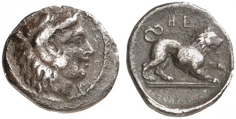 GRIECHISCHE MÜNZEN. LUKANIEN. - Herakleia. 
Diobol, 432-380 v. Chr. Herakleskop...