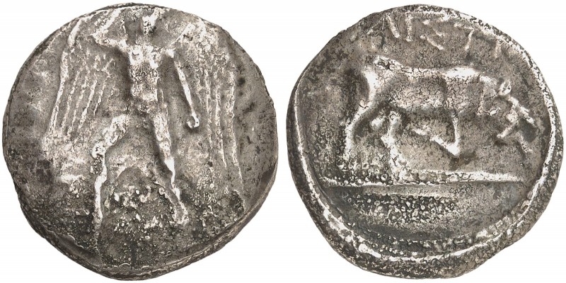 GRIECHISCHE MÜNZEN. KRETA. - Phaistos. 
Stater, 300-270 v. Chr. Jüngling mit Fl...