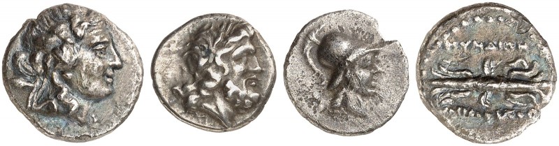 GRIECHISCHE MÜNZEN. KARIEN. - Rhodos. 
Lot von 3 Stück: Hemidrachmen. Kaunos, 1...