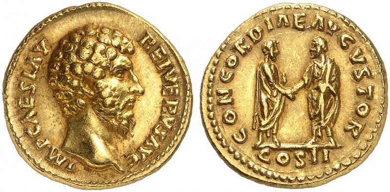 RÖMISCHE MÜNZEN. RÖMISCHE KAISERZEIT. Lucius Verus, 161 - 169. 
Aureus. Rev. Zw...