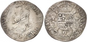 EUROPA. BELGIEN. - BRABANT. Philipp II. von Spanien, 1555-1598. 
1/2 Écu Philippe 1566, Antwerpen.
Delm. 52 R ! l. Prägeschwäche, ss