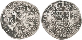 EUROPA. - FLANDERN. Karl II. von Spanien, 1665-1700. 
1/2 Patagon 1680, Brügge.
Delm. 348 ss