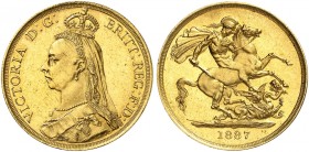 EUROPA. ENGLAND. Victoria, 1837-1901. 
2 Pounds 1887.
Friedb. 391, S. 3865, Schlumb. 342 Gold vz