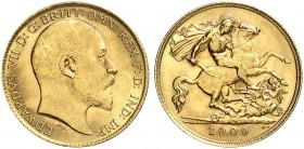 EUROPA. ENGLAND. Edward VII., 1901-1910. 
1/2 Sovereign 1909.
Friedb. 401, S. 3974 B, Schlumb. 524 Gold vz