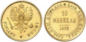 EUROPA. FINNLAND. - unter russischer Herrschaft. Alexander II., 1855-1881. 
10 Markkaa 1878 S.
Friedb. 4, Uzd. 4721, Bitkin 614, Schlumb. 2 Gold vz