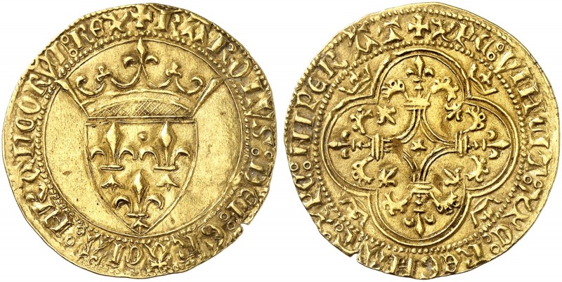 EUROPA. FRANKREICH. - Königreich. Charles VI., 1380-1422. 
Écu d'or à la couron...