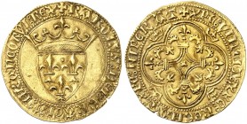 EUROPA. FRANKREICH. - Königreich. Charles VI., 1380-1422. 
Écu d'or à la couronne o. J. (1385).
Friedb. 291, Dupl. 369 C Gold ss - vz