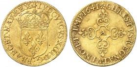 EUROPA. FRANKREICH. - Königreich. Louis XIII., 1610-1643. 
Écu d'or au soleil 1641, A - Paris.
Friedb. 398, Dupl. 1282, Gad. 55 Gold kl. Druckstelle...