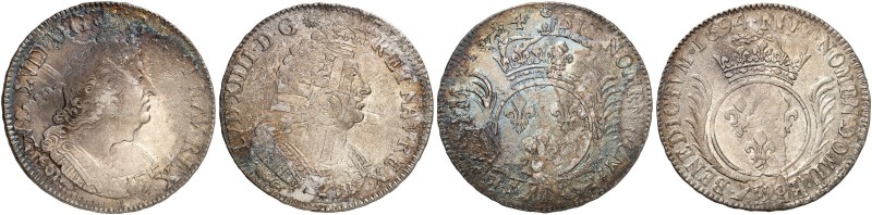 EUROPA. FRANKREICH. - Königreich. Louis XIV., 1643-1715. 
Lot von 2 Stück: Écu ...