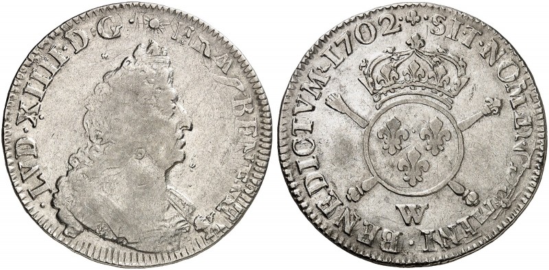 EUROPA. FRANKREICH. - Königreich. Louis XIV., 1643-1715. 
1/2 Écu aux insignes ...