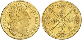 EUROPA. FRANKREICH. - Königreich. Louis XIV., 1643-1715. 
Louis d'or aux insignes et aux cheveux longs 1706, A - Paris.
Friedb. 442, Dupl. 1446 B, G...