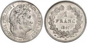 EUROPA. FRANKREICH. - Königreich. Louis Philippe I., 1830-1848. 
1 Franc à la tête laurée 1847, A - Paris.
Gad. 453 vz