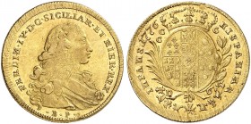 EUROPA. - NEAPEL UND SIZILIEN. Ferdinando IV. di Borbone, 1759-1816. 
6 Ducati 1776.
Friedb. 849, Fabrizi 357/7, Pagani 24, Schlumb. 497 Gold l. jus...