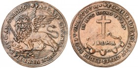 EUROPA. - VENEDIG. Pasquale Cicogna, 1585-1595. 
Bronzemedaille 1593 (unsigniert, 43,0 mm), auf den Bau der Festung Palma Nova zur Verteidigung gegen...