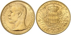 EUROPA. MONACO. Albert I., 1889-1922. 
100 Francs 1904, A - Paris.
Friedb. 13, Gad. 124, Schlumb. 13 Gold kl. Kr., vz