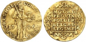 EUROPA. - HOLLAND. 
Dukat 1746.
Friedb. 250, Delm. 775 Gold gewellt, ss