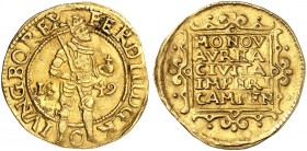 EUROPA. - KAMPEN. 
Dukat 1649, mit Titel Ferdinand III.
Friedb. 161, Delm. 1117 Gold ss