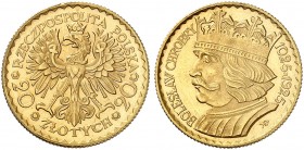 EUROPA. POLEN. - II. Republik, 1919-1939. 
20 Zlotych 1925, 900 Jahre Königreich Polen.
Friedb. 115, Yeo. 33, Schlumb. 37 Gold vz