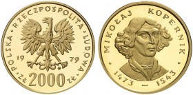 EUROPA. POLEN. - IV. Volksrepublik, 1945-1989. 
2000 Zlotych 1979, Kopernikus.
Friedb. 122, Yeo. 106, Schlumb. 44 Gold PP