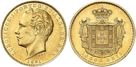 EUROPA. PORTUGAL. Ludwig I., 1861-1889. 
10 000 Reis 1881, Lissabon.
Friedb. 152, Vaz Lu 04, Schlumb. 86 Gold vz