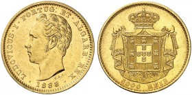 EUROPA. PORTUGAL. Ludwig I., 1861-1889. 
5000 Reis 1888, Lissabon.
Friedb. 153, Vaz Lu 28, Schlumb. 108 Gold vz