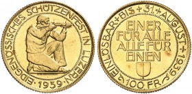 EUROPA. SCHWEIZ. - EIDGENOSSENSCHAFT. 
100 Franken 1939, Schützenfest in Luzern.
Friedb. 506, Divo S 20, HMZ 2-1344b, Schlumb. 62 Gold vz - St
