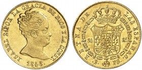 EUROPA. SPANIEN. Isabel II., 1833-1868. 
80 Reales 1845, Barcelona.
Friedb. 324, C. C. 15750, Schlumb. 204 Gold f. vz