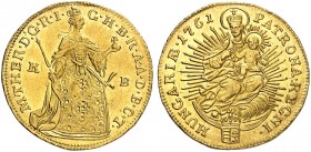 EUROPA. UNGARN. - Königreich. Maria Theresia, 1740-1780. 
Dukat 1761, Kremnitz.
Friedb. 180, Her. 254, Eypelt. 251, Huszár 1652 Gold vz / St