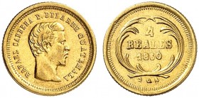 ÜBRIGES AUSLAND. GUATEMALA. - Republik seit 1839. 
4 Reales 1860.
Friedb. 37, KM 135 Gold ss+