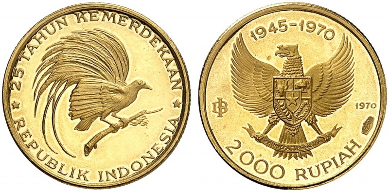 ÜBRIGES AUSLAND. INDONESIEN. - Republik seit 1945. 
2000 Rupiah 1970, 25-Jahrfe...