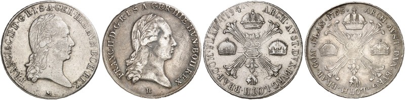 Franz II. (I.), 1792-1835. 
Lot von 2 Stück: Kronentaler 1794, Mailand, 1795, G...