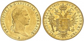 Franz II. (I.), 1792-1835. 
Dukat 1835, Karlsburg.
Friedb. 219, Her. 189, Schlumb. 221 Gold ss / f. vz