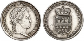 Ferdinand I., 1835-1848. 
Silberjeton 1837 (unsigniert, von J. D. Böhm, 20,4 mm), auf die Huldigung in Siebenbürgen. Büste / Wappen.
Frühwald VI, 2c...
