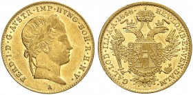 Ferdinand I., 1835-1848. 
Dukat 1848, Wien.
Friedb. 481, Her. 30, Schlumb. 272 Gold kl. Rdf., vz