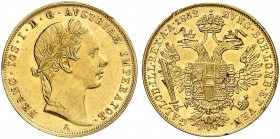 Franz Joseph I., 1848-1916. 
Dukat 1852, Wien.
Friedb. 490, Her. 75, Schlumb. 369 Gold Rdf., vz