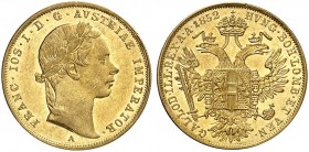 Franz Joseph I., 1848-1916. 
Ein zweites Exemplar.
Gold min. Rdf., vz