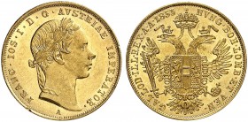 Franz Joseph I., 1848-1916. 
Ein zweites Exemplar.
Gold kl. Rdf., vz / f. St