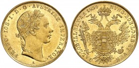Franz Joseph I., 1848-1916. 
Ein zweites Exemplar.
Gold kl. Rdf., vz