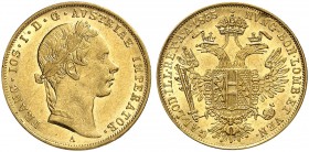 Franz Joseph I., 1848-1916. 
Ein zweites Exemplar.
Gold min. Rdf., vz / vz - St