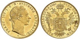 Franz Joseph I., 1848-1916. 
Ein fünftes Exemplar.
Gold vz / vz - St