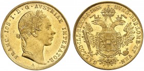 Franz Joseph I., 1848-1916. 
Ein achtes Exemplar.
Gold vz / vz - St