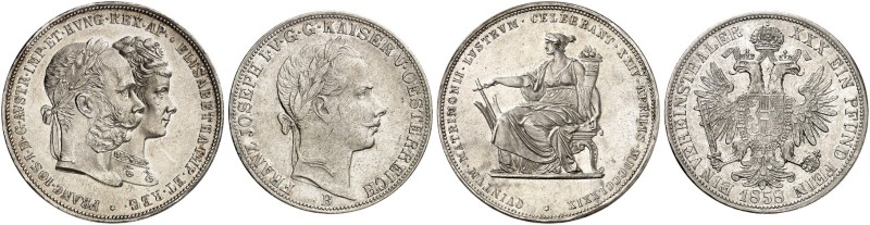 Franz Joseph I., 1848-1916. 
Lot von 2 Stück: Vereinstaler 1858, Kremnitz, Dopp...