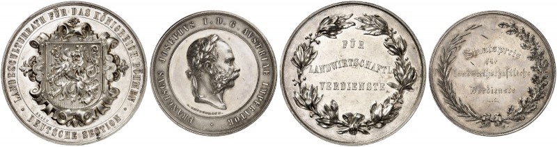 Franz Joseph I., 1848-1916. 
Lot von 2 Stück: Silbermedaille o. J. (von Tautenh...