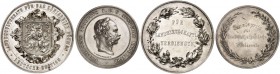 Franz Joseph I., 1848-1916. 
Lot von 2 Stück: Silbermedaille o. J. (von Tautenhayn, 40,5 mm), Staatspreis für landwirtschaftliche Verdienste, Silberm...